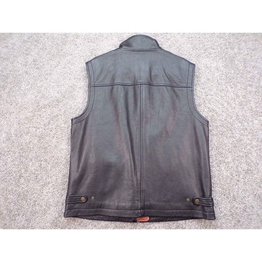 Vintage 90s The Territory Ahead Black Motorcycle Biker Vest Men's Large Lined - Picture 7 of 12